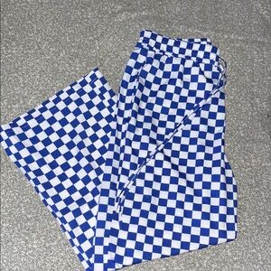 Blue and White Checkered Pants